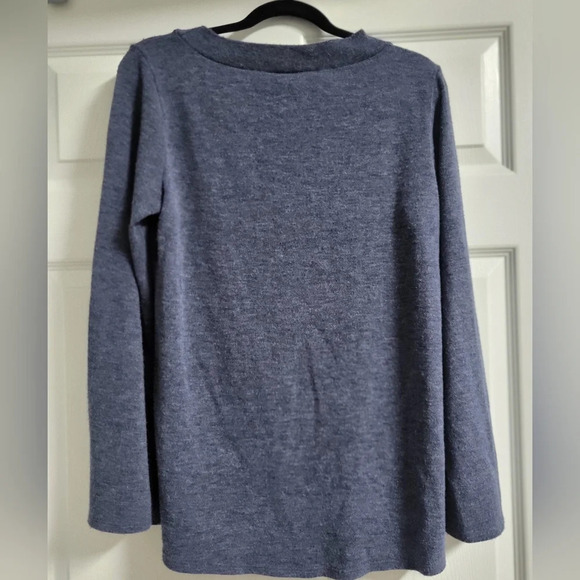 Piphany - Slate Blue Crew Neck Sweater with Bell Sleeves - Size S - Picture 3 of 4